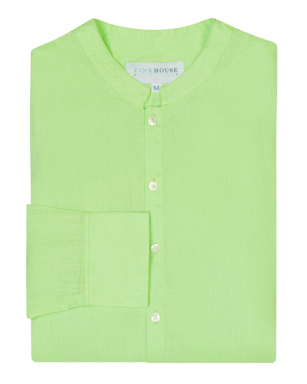 pink house mustique Linen Collarless Shirt