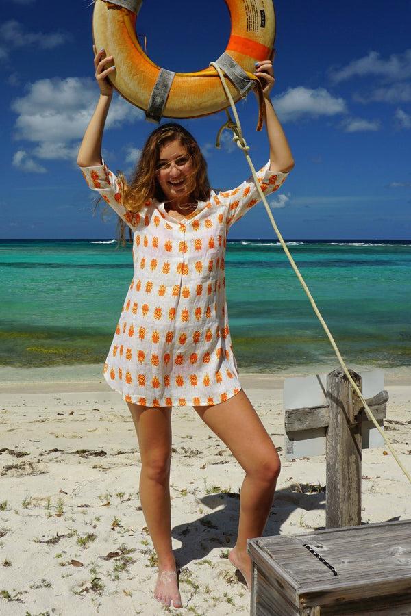 Pink House Mustique Linen Decima Dress BEETLE