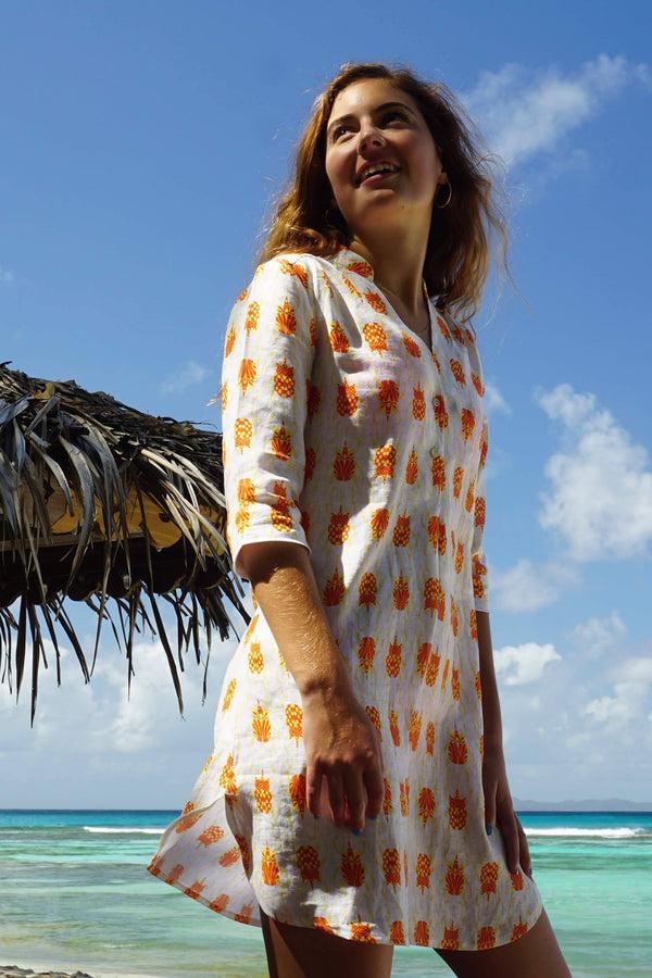 pink house mustique Linen Decima Dress BEETLE