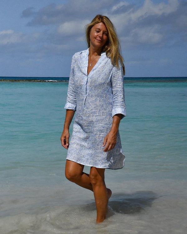 Pink House Mustique Linen Decima Dress CORAL STONE