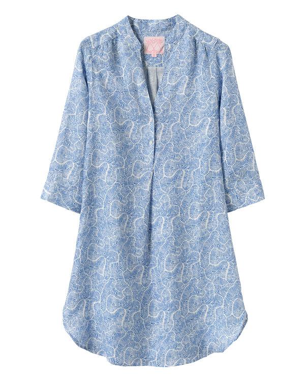 pink house mustique Linen Decima Dress CORAL STONE