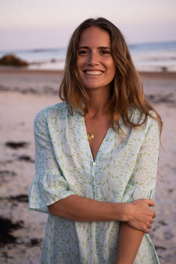 Pink House Mustique Linen Decima Dress FERN