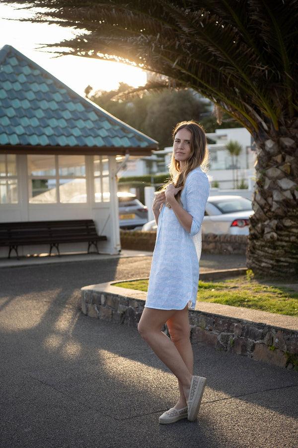 Pink House Mustique Linen Decima Dress GUAVA