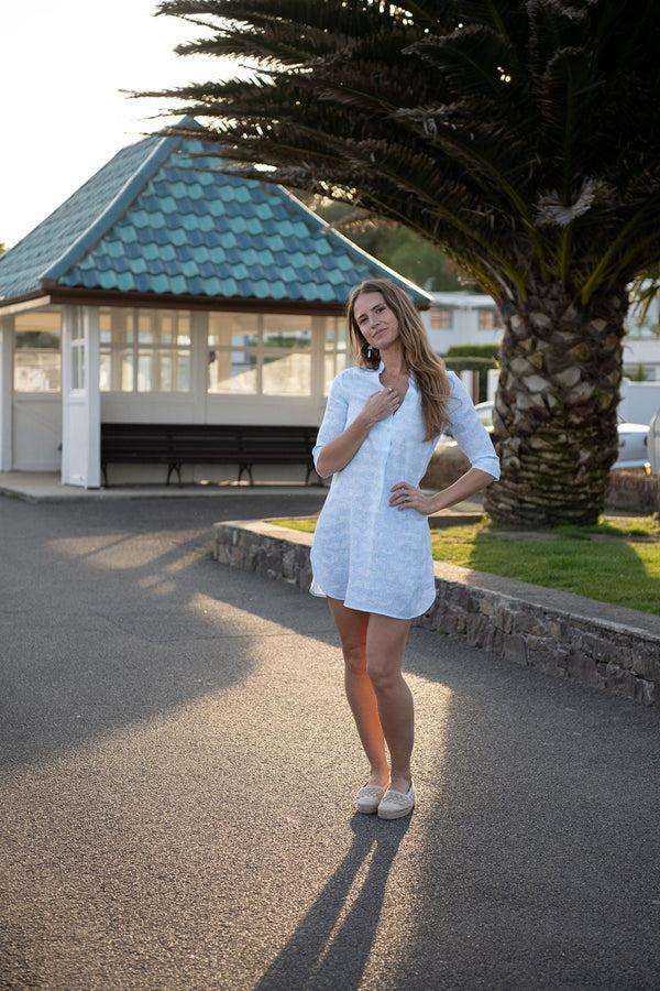 Pink House Mustique Linen Decima Dress GUAVA