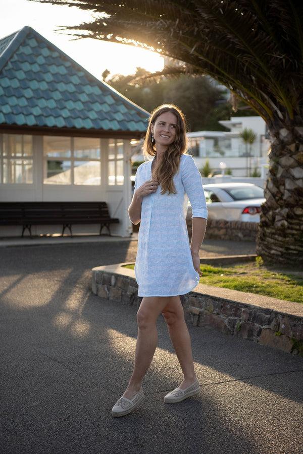 pink house mustique Linen Decima Dress GUAVA