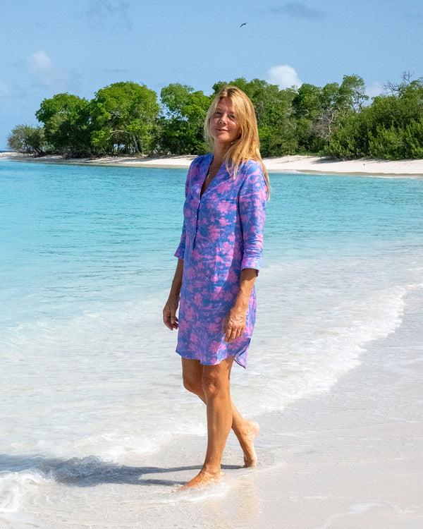 Pink House Mustique Linen Decima Dress IGUANA
