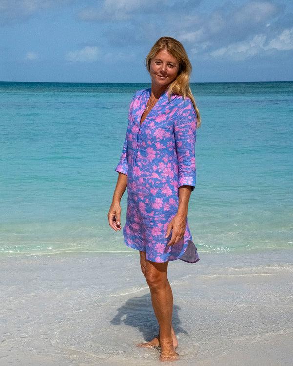 Pink House Mustique Linen Decima Dress IGUANA