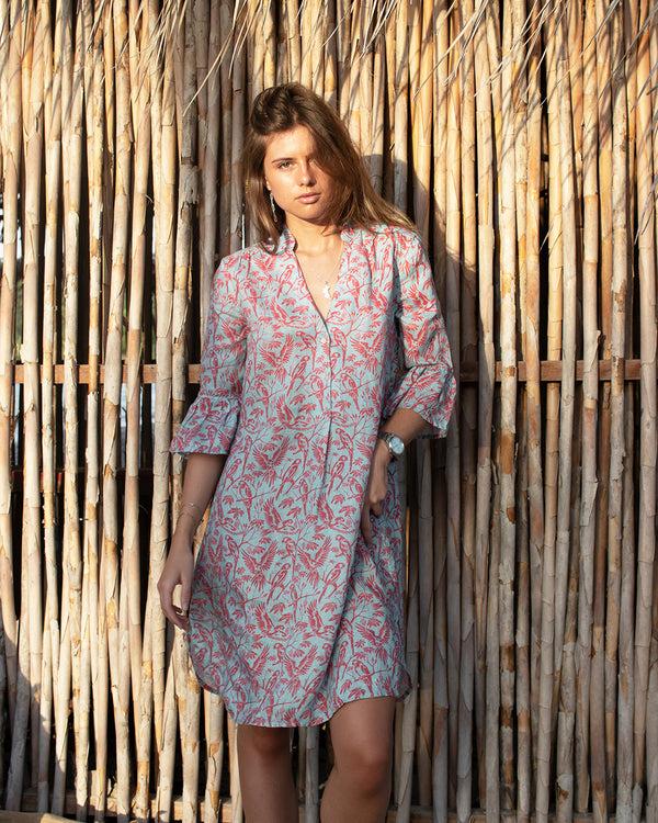 Pink House Mustique Linen Decima Dress PARROT
