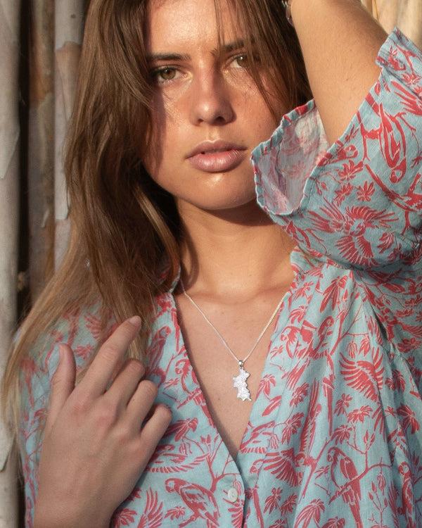 Pink House Mustique Linen Decima Dress PARROT