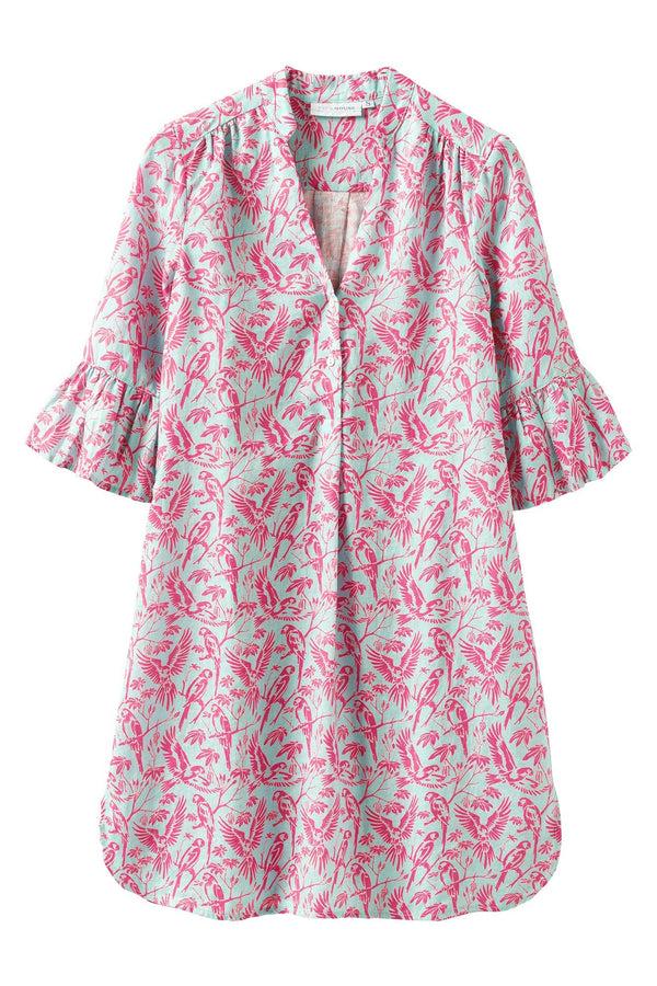 pink house mustique Linen Decima Dress PARROT