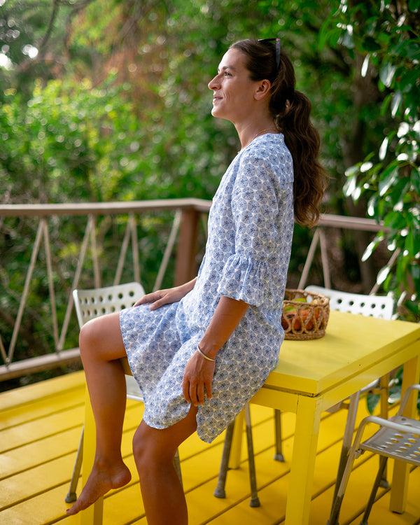 Pink House Mustique Linen Decima Dress SAND DOLLAR