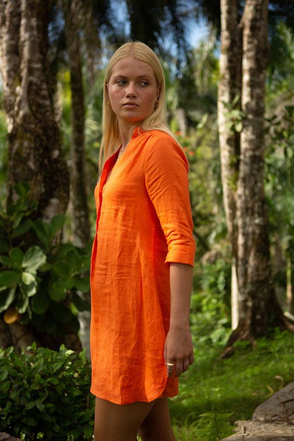 Pink House Mustique Linen Decima Mini Dress