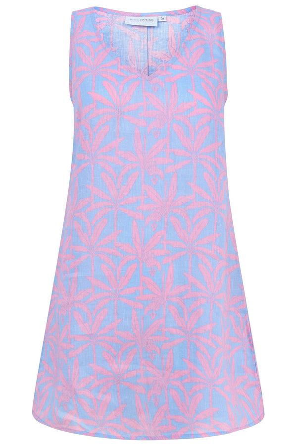 Pink House Mustique Linen Henny Dress BANANA TREE