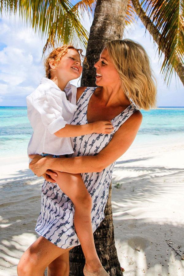 pink house mustique Linen Henny Dress GECKO