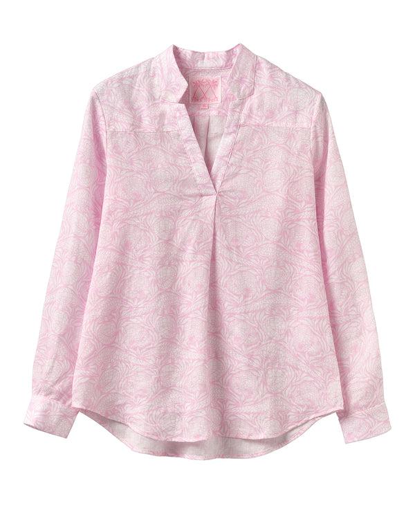 pink house mustique Linen Kim Shirt PANGOLIN