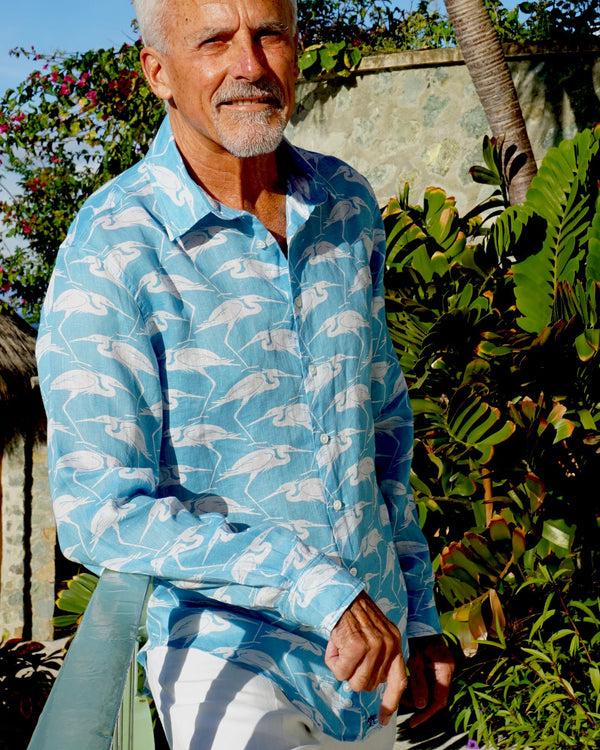 Pink House Mustique Linen Shirt EGRET