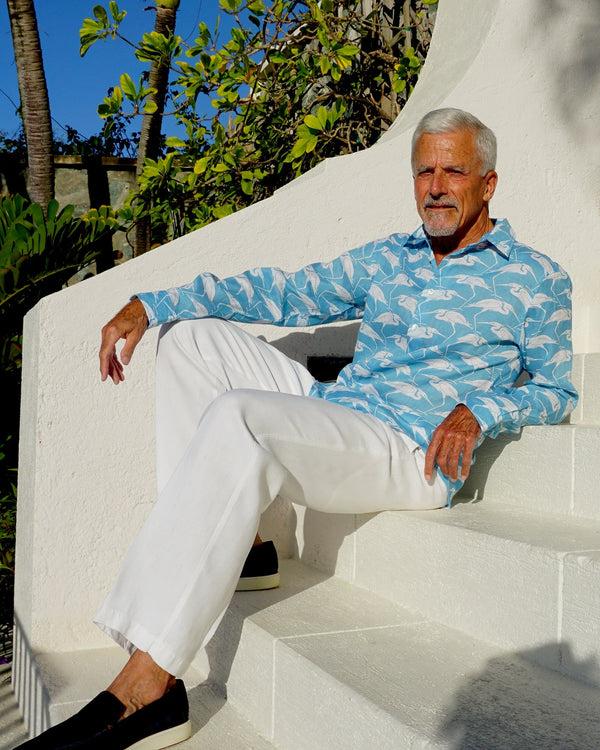 Pink House Mustique Linen Shirt EGRET