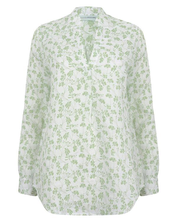 Pink House Mustique Linen Shirt FLAMBOYANT FLOWER