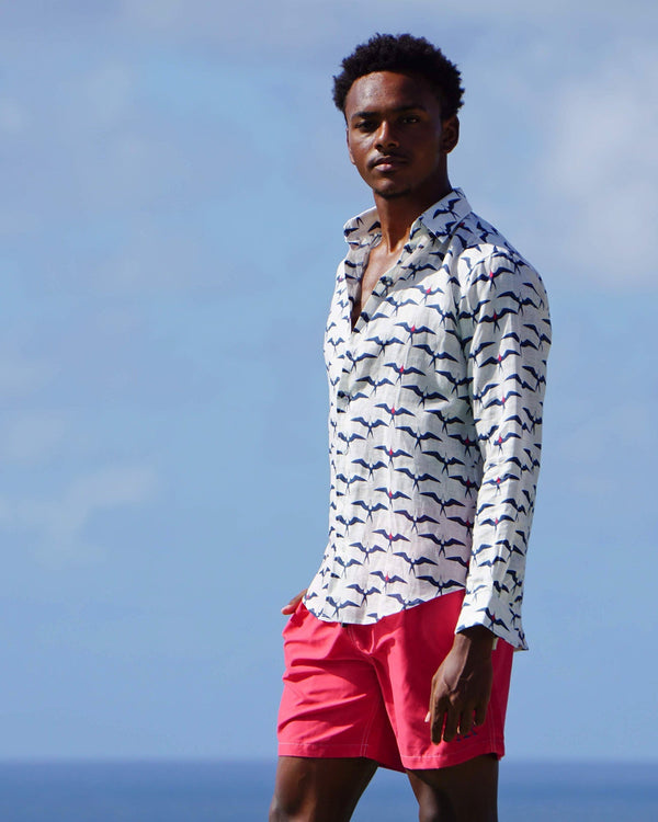 Pink House Mustique Linen Shirt FRIGATE BIRD
