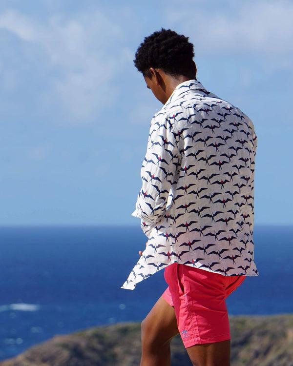 Pink House Mustique Linen Shirt FRIGATE BIRD