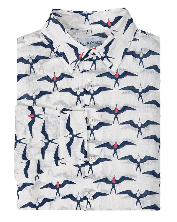 pink house mustique Linen Shirt FRIGATE BIRD