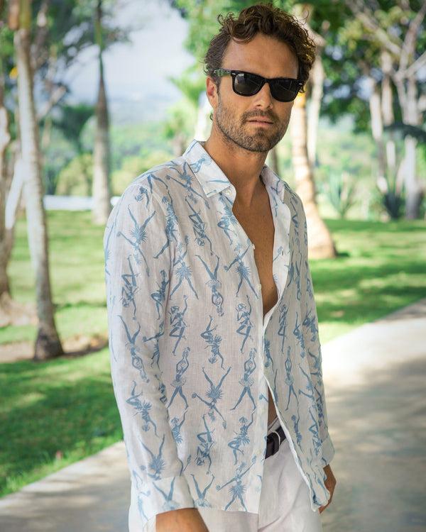 Pink House Mustique Linen Shirt FRUIT PUNCH