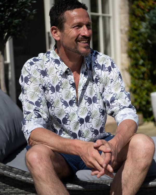 Pink House Mustique Linen Shirt MONKEY & PALMS