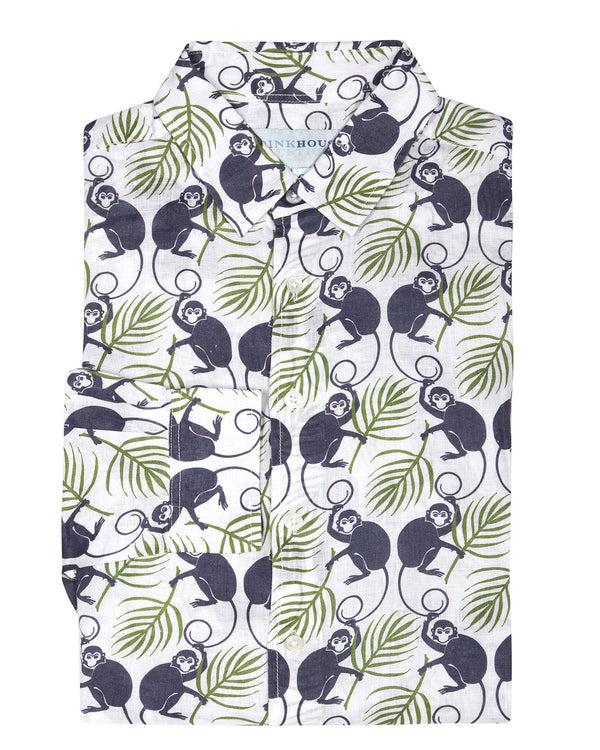 pink house mustique Linen Shirt MONKEY & PALMS