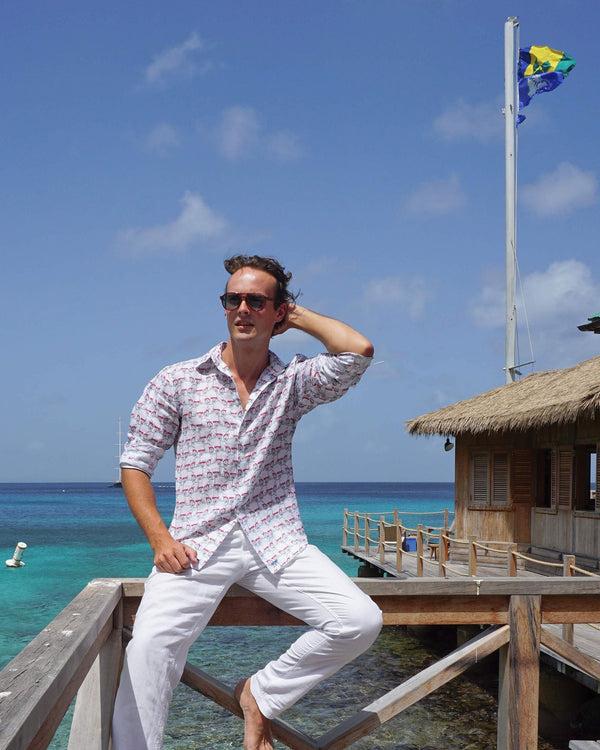 Pink House Mustique Linen Shirt MUSTIQUE MULE