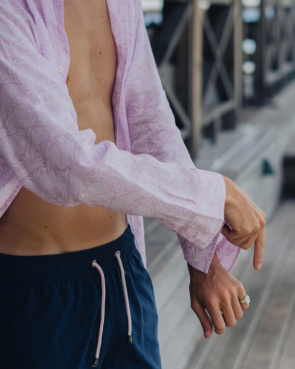 Pink House Mustique Linen Shirt PANGOLIN