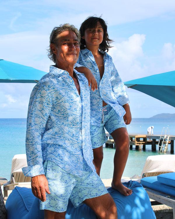 Pink House Mustique Linen Shirt PANGOLIN