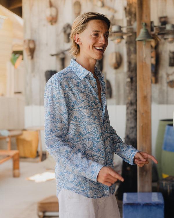 Pink House Mustique Linen Shirt PANGOLIN