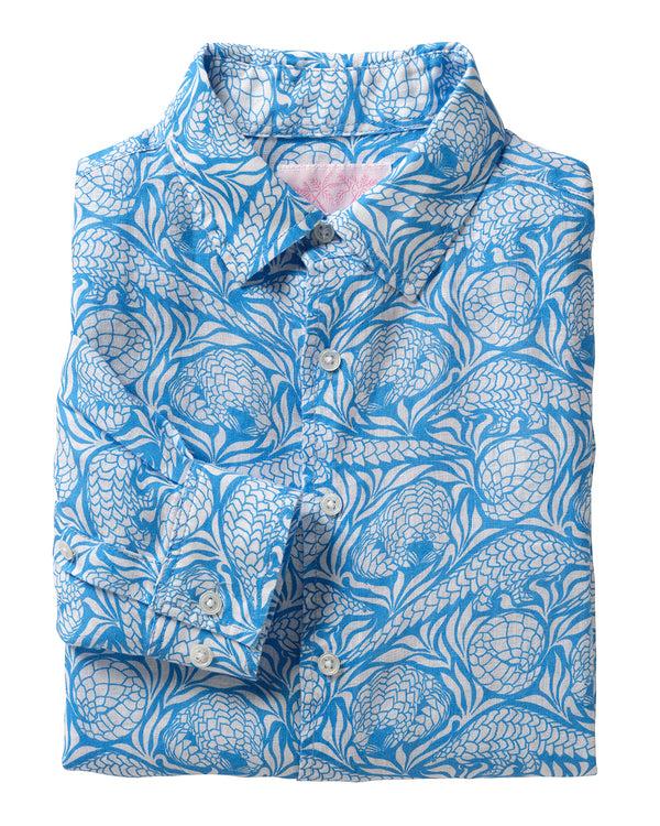 pink house mustique Linen Shirt PANGOLIN