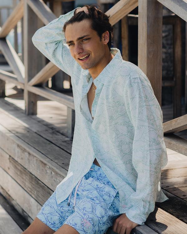 Pink House Mustique Linen Shirt PANGOLIN