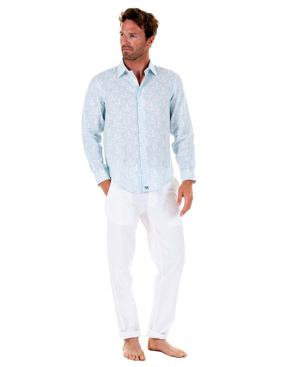 Pink House Mustique Linen Shirt PAPAYA
