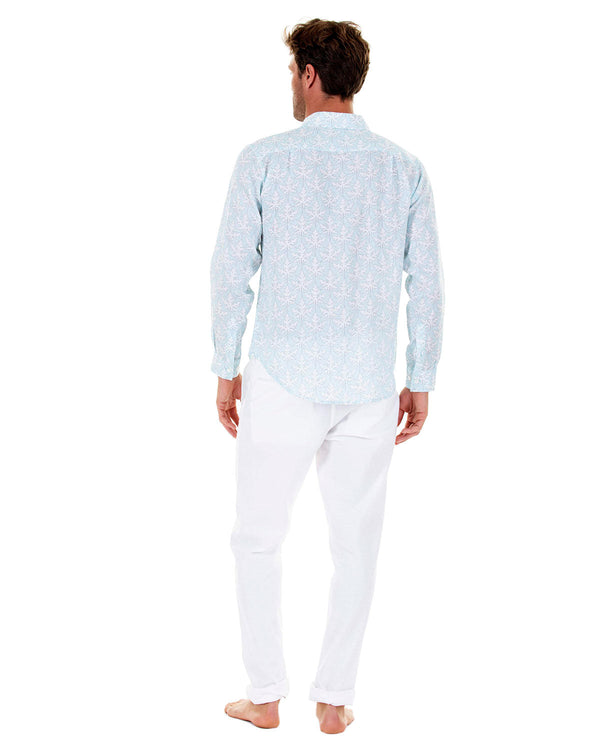 Pink House Mustique Linen Shirt PAPAYA