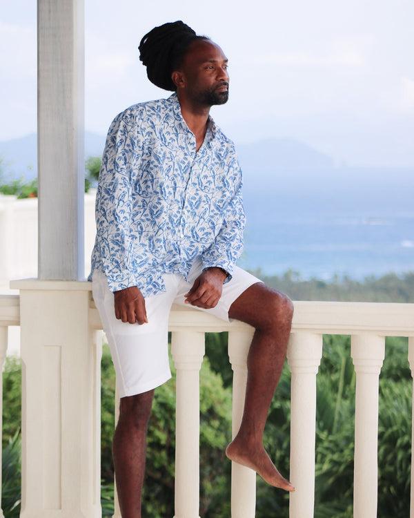Pink House Mustique Linen Shirt PARROT