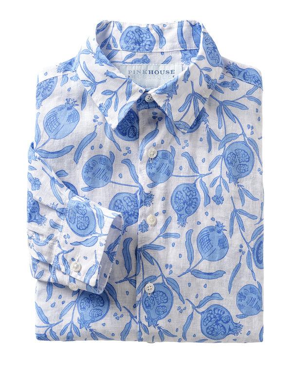 pink house mustique Linen Shirt POMEGRANATE
