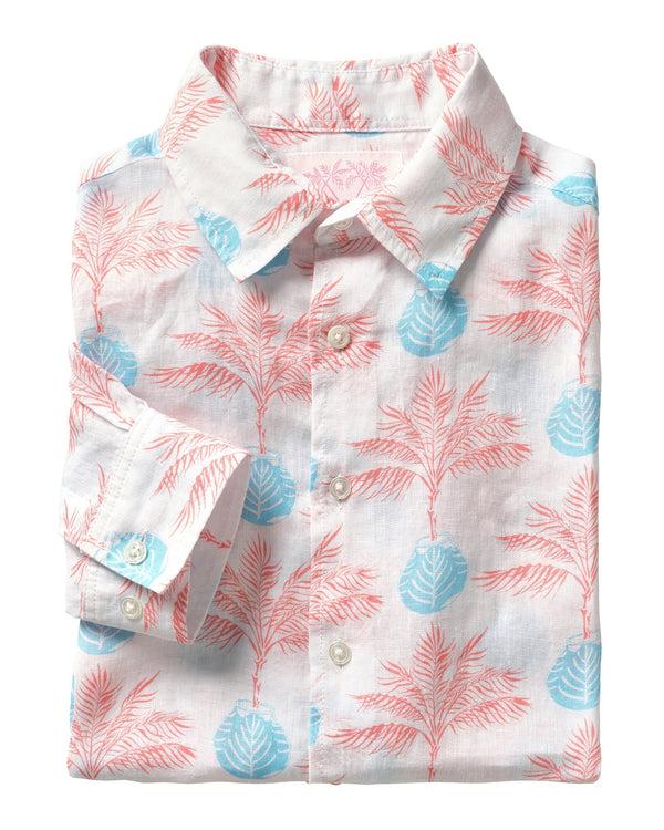 pink house mustique Linen Shirt POTTED PALM