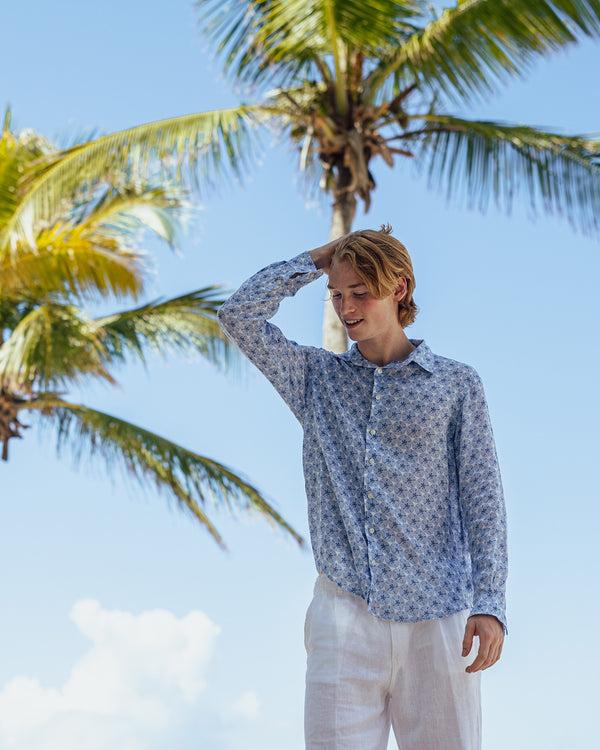 Pink House Mustique Linen Shirt SAND DOLLAR