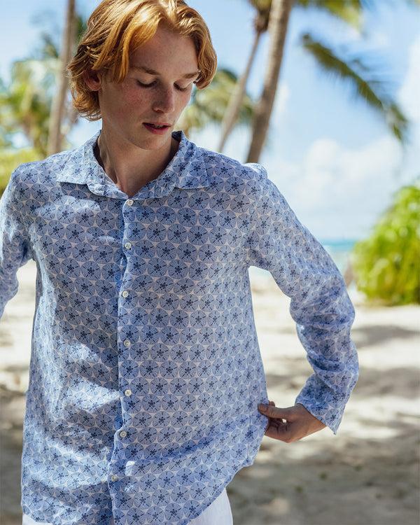 Pink House Mustique Linen Shirt SAND DOLLAR