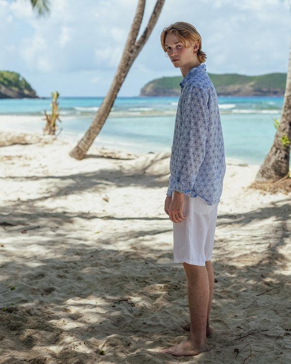 Pink House Mustique Linen Shirt SAND DOLLAR