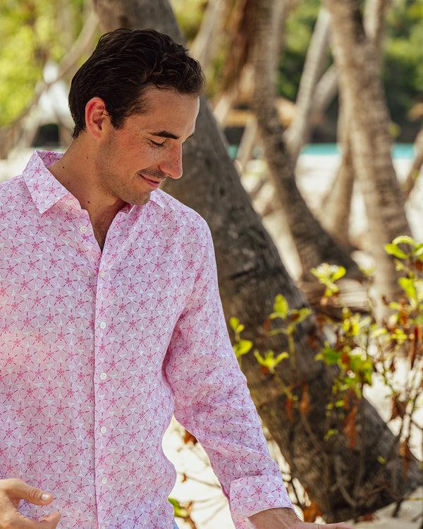 Pink House Mustique Linen Shirt SAND DOLLAR