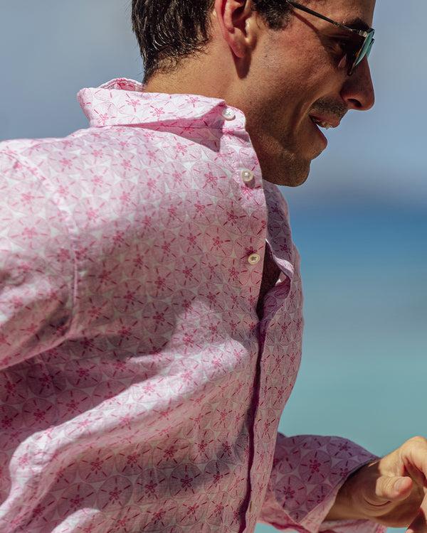 Pink House Mustique Linen Shirt SAND DOLLAR