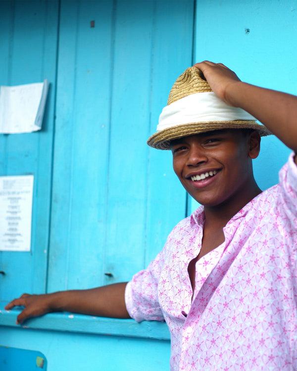 Pink House Mustique Linen Shirt SAND DOLLAR