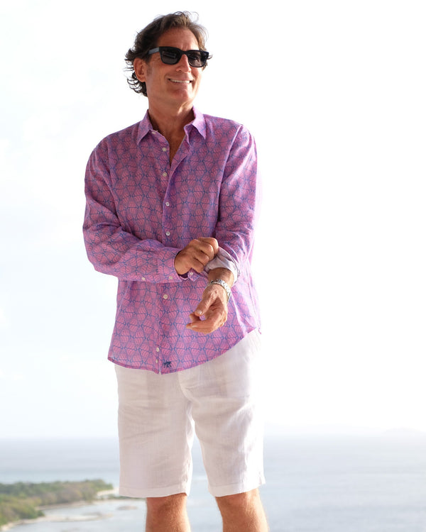 Pink House Mustique Linen Shirt SHELLTOP