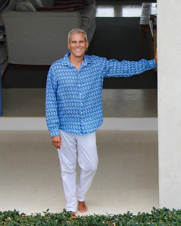 Pink House Mustique Linen Shirt STRIPED SHELL