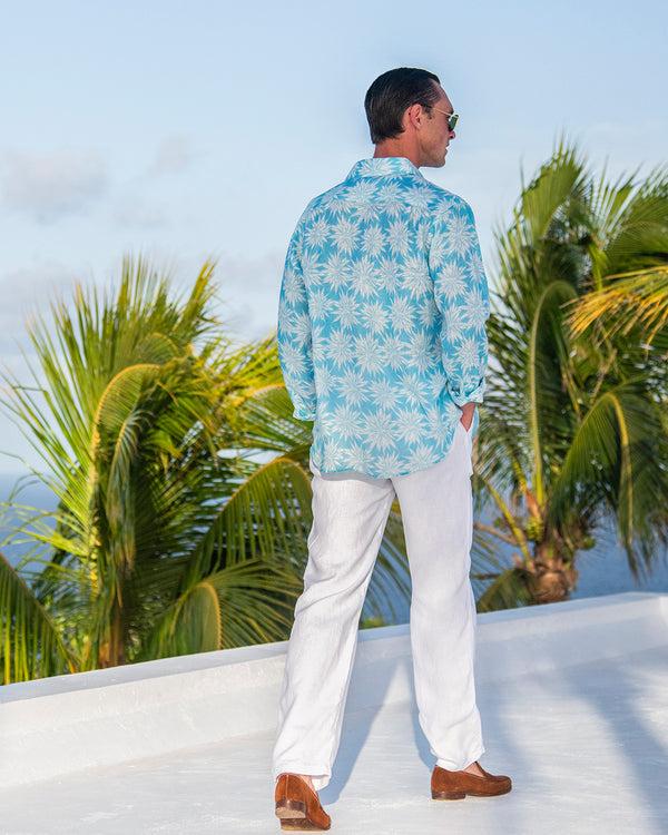 Pink House Mustique Mens Linen Shirt AGAVE