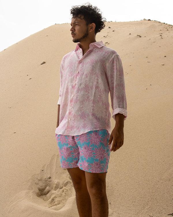 Pink House Mustique Mens Linen Shirt AGAVE