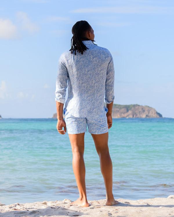 Pink House Mustique Mens Linen Shirt CORAL STONE